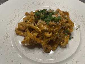 Fresh pasta with creamy 100% lean Wagyu meat sauce 